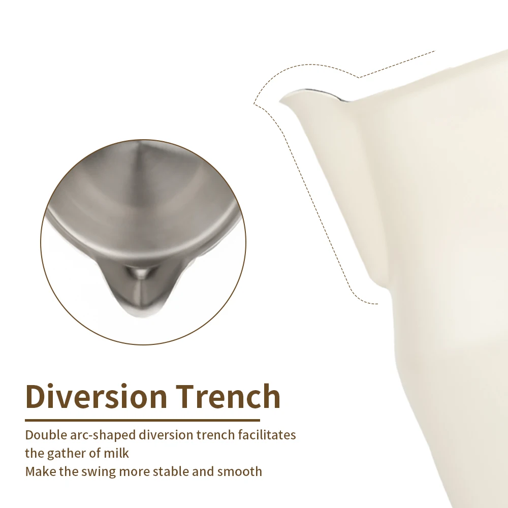 CF WISDOM كرين صنبور إبريق الحليب الغذاء الصف 304 الفولاذ المقاوم للصدأ سهلة صب رافعة صنبور المهنية باريستا الحليب مزبد أداة