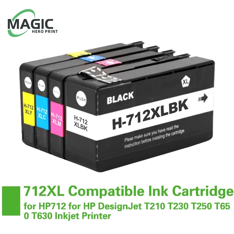 712 XL 712XL Ink Cartridge 3ED71A 3ED67A Compatible for HP712 for HP DesignJet T210 T230 T250 T650 T630 Inkjet Printer