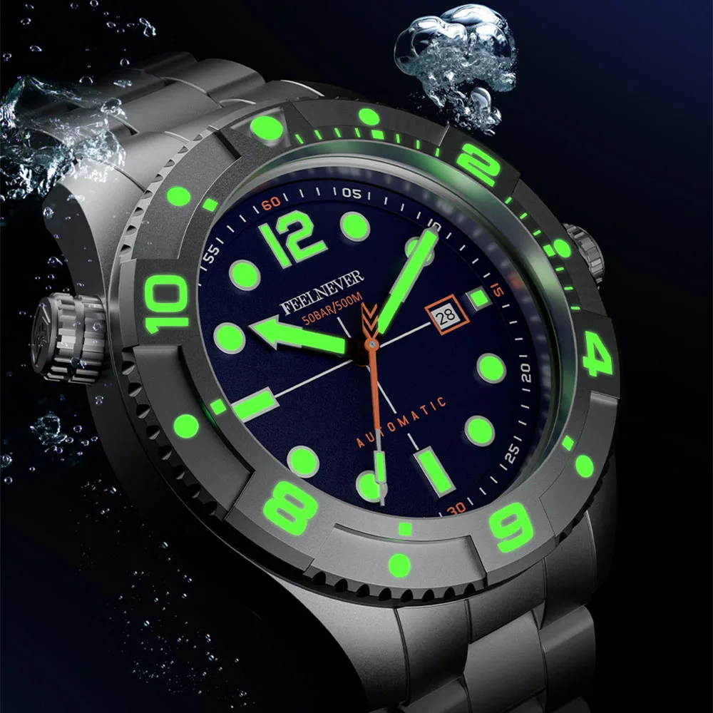 Sports 500M Diver Watch Automatic Men Luxury Mechanical Wristwatches 47mm Super Luminous Sapphire Crystal Clocks Male FEELNEVER