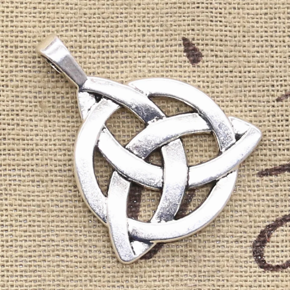 4pcs Charms Knot Amulet 35x27mm Antique Bronze Silver Color Plated Pendants Making DIY Handmade Tibetan Bronze Finding Jewelry