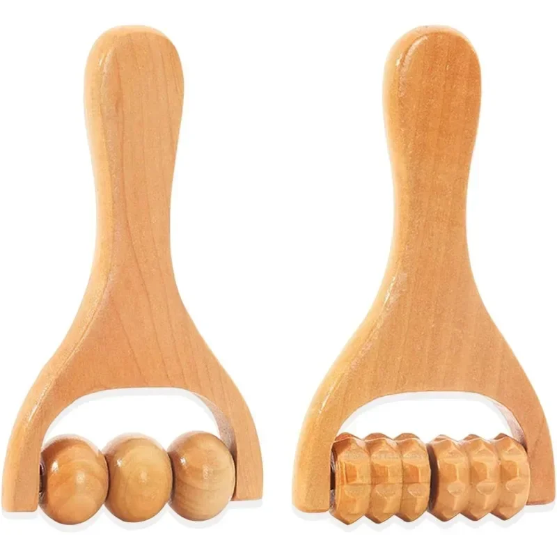 Manual Roller Massage Stick Set 2-Piece for Back Waist Neck Full Body Massage Daily Body Relaxation Fatigue Relief