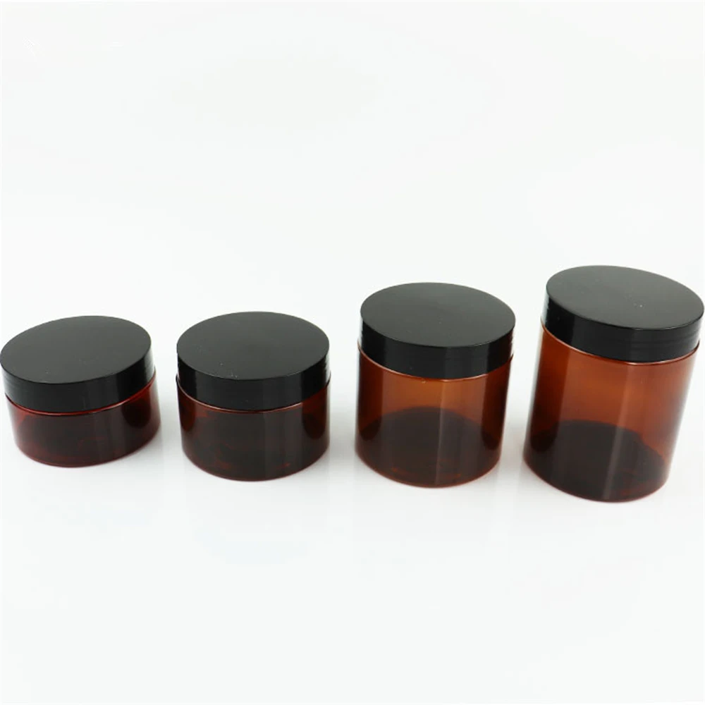 12pcs 50/100/150/200/250ml Empty Makeup Jar Pot Amber Brown Cosmetic Face Cream Bottles Lip Balm Sample Container Jar Pot Makeup