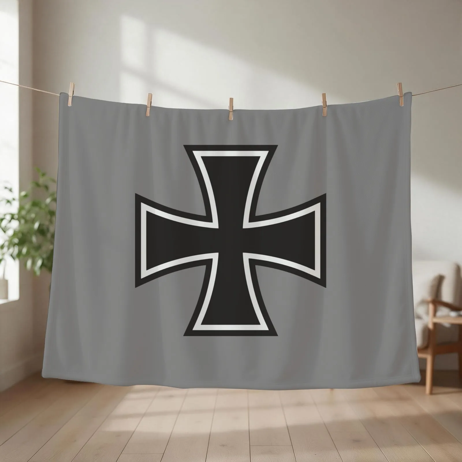 iron Cross Throw Blanket couch cozy soft plush fuzzy picnic outdoor blanket