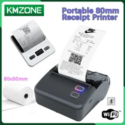 80mm Thermal Receipt Printer with Bluetooth/Wifi/USB Version Portable Lightweight Ticket Printer Maker for Supermarket Bakeries