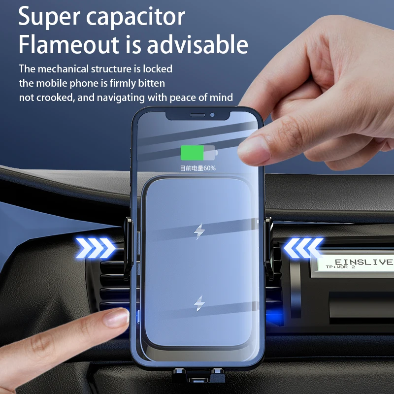 Wireless Car Charger Dual Coil Car Phone Holder Stand for Samsung Galaxy Z Flip 5 4 3 S22 S21 iPhone 14 13 Fast Charging Station