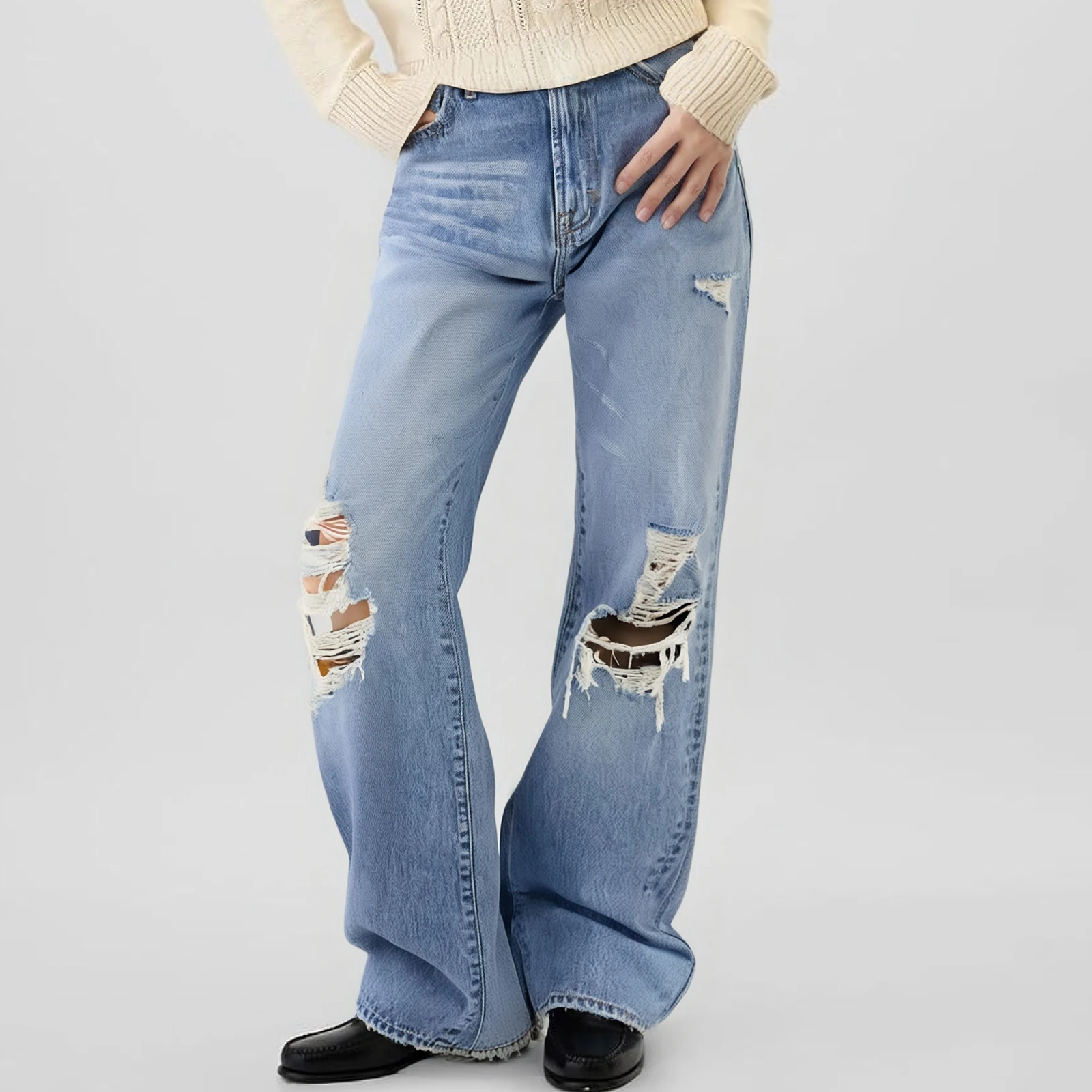 

Casual Womens Y2K Loose Baggy Jeans Blue Washed High Street Vintage Cargo Pants Wide Leg Oversized Trousers y2k pants