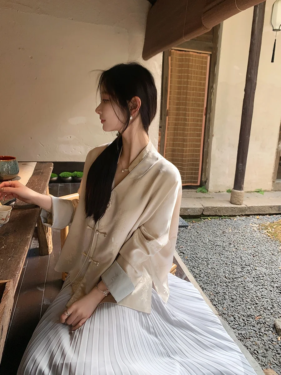 

CloudSweet новое китайское атласное лоскутное пальто с пуговицами для женщин, весенне-осенняя свободная длинная верхняя одежда све V-Ne