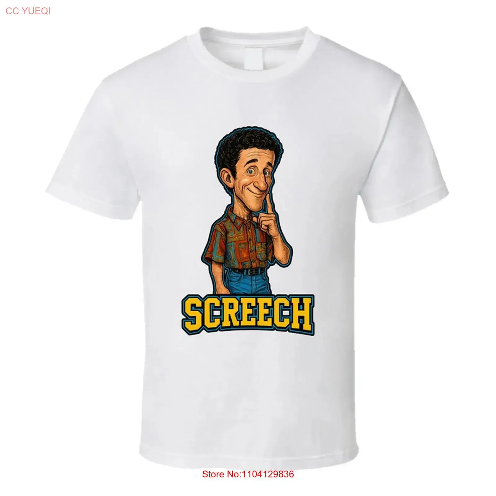 Screech Powers Saved By The Bell Tv Series Caricature Fan T Shirt vintage Washed Comfortable Stylish Top For Everyday Wear