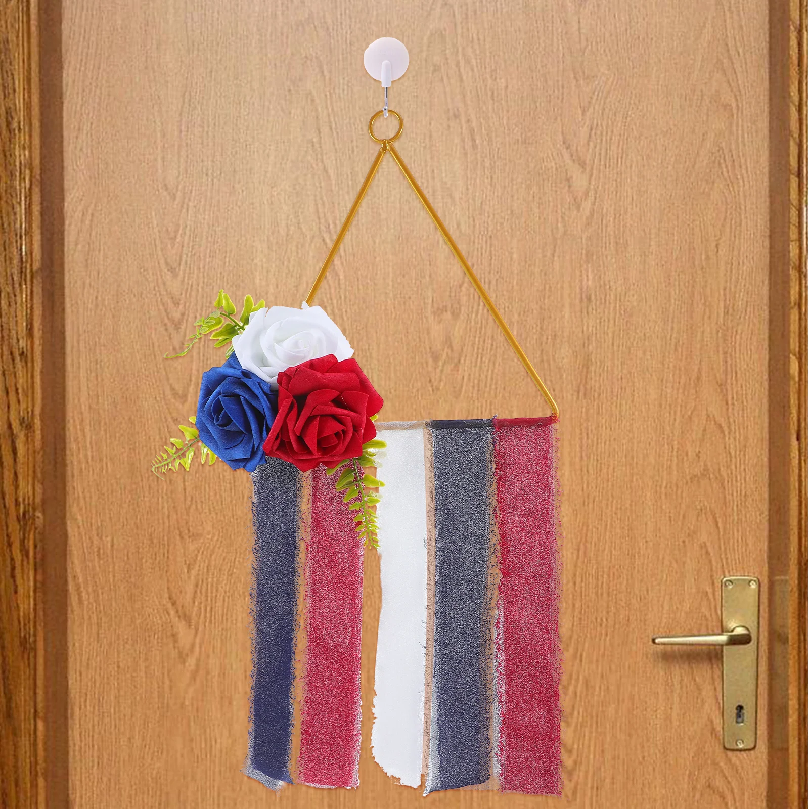 

1pc Independence Day Wreath Red White Blue Artificial Floral Hanging Decoration For Front Door Outdoor Indoor 4Th Of July