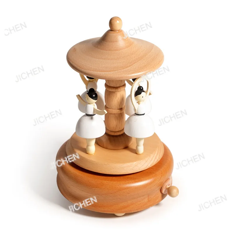 

Музыкальная шкатулка, деревянная креативная музыкальная шкатулка, карусель для девочек, танцевальный балет, украшение для дома, поделки