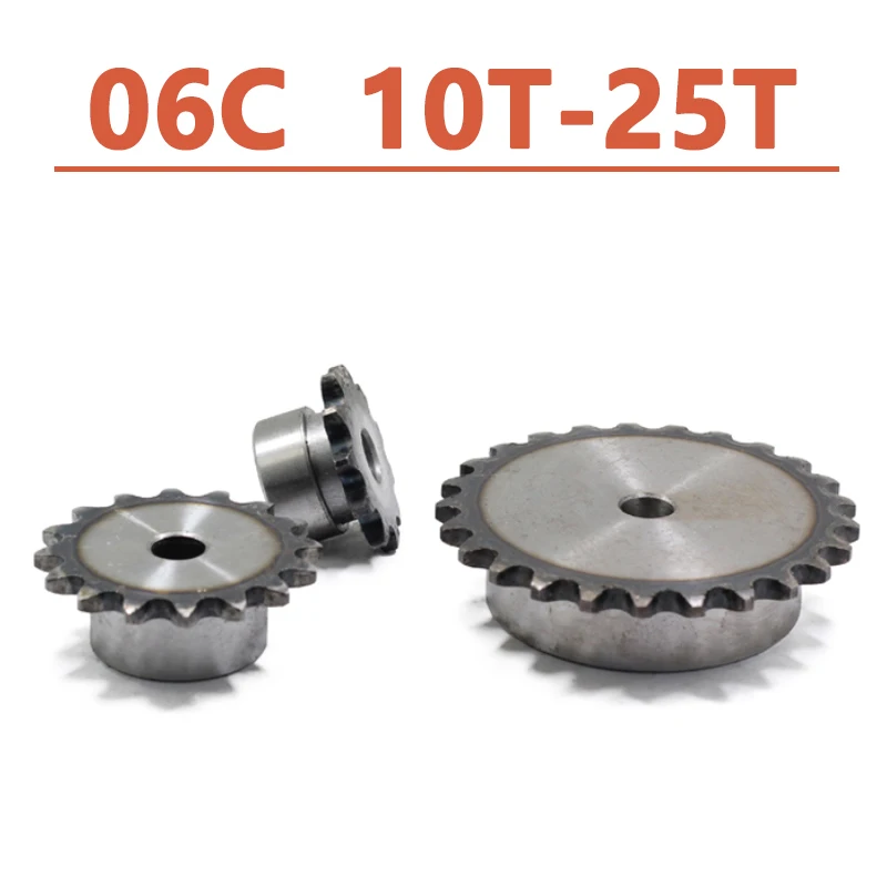 

1pc 06C 10Teeth To 25Teeth Sprocket Wheel Chain Gear Industrial A3 Steel Suitable For 06C Roller Chain Pitch 9.525mm