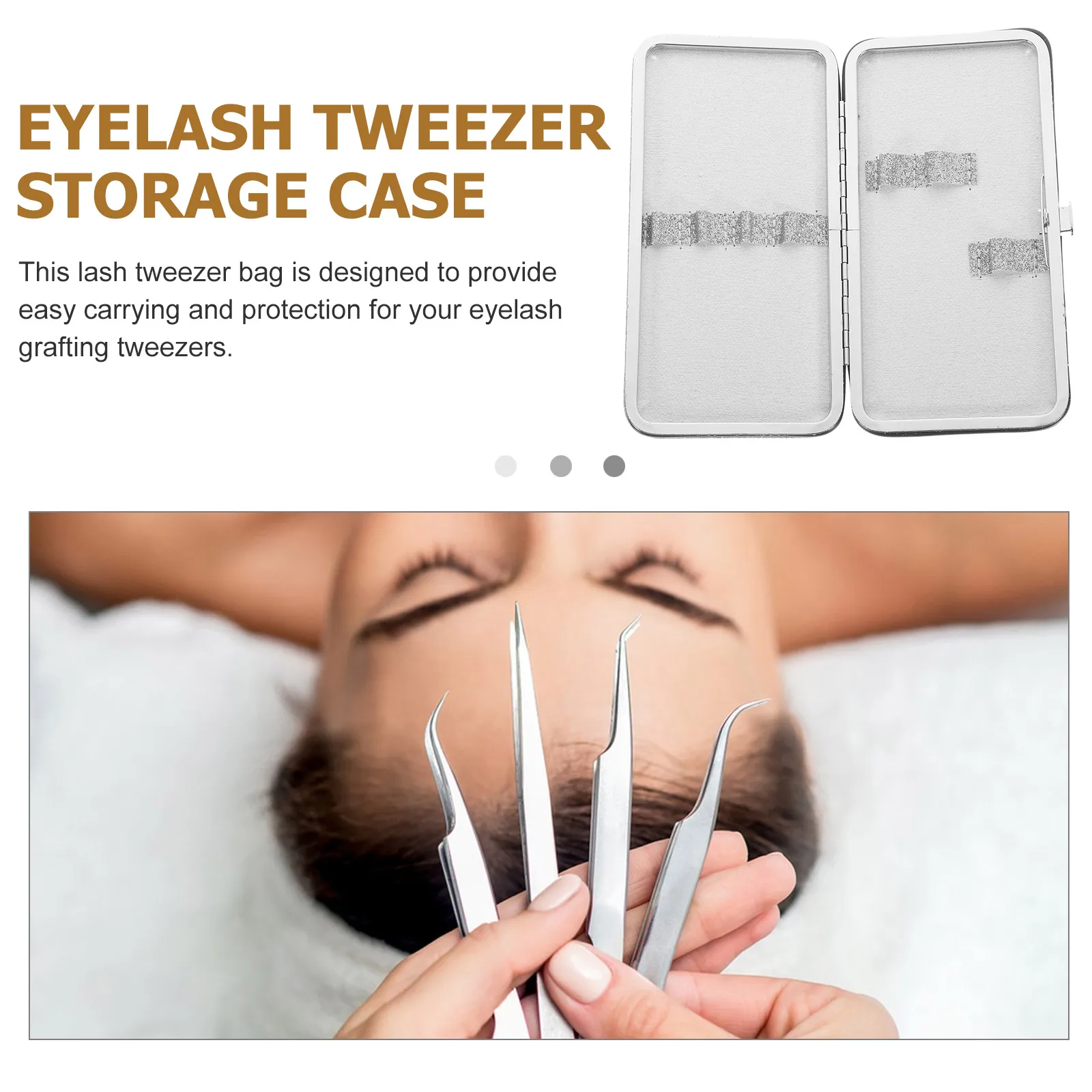 

Eyelash Tweezer Bag Golden Portable Case Tweezer Case Holder Holder for Extensions Travel Makeup lash tool organizer