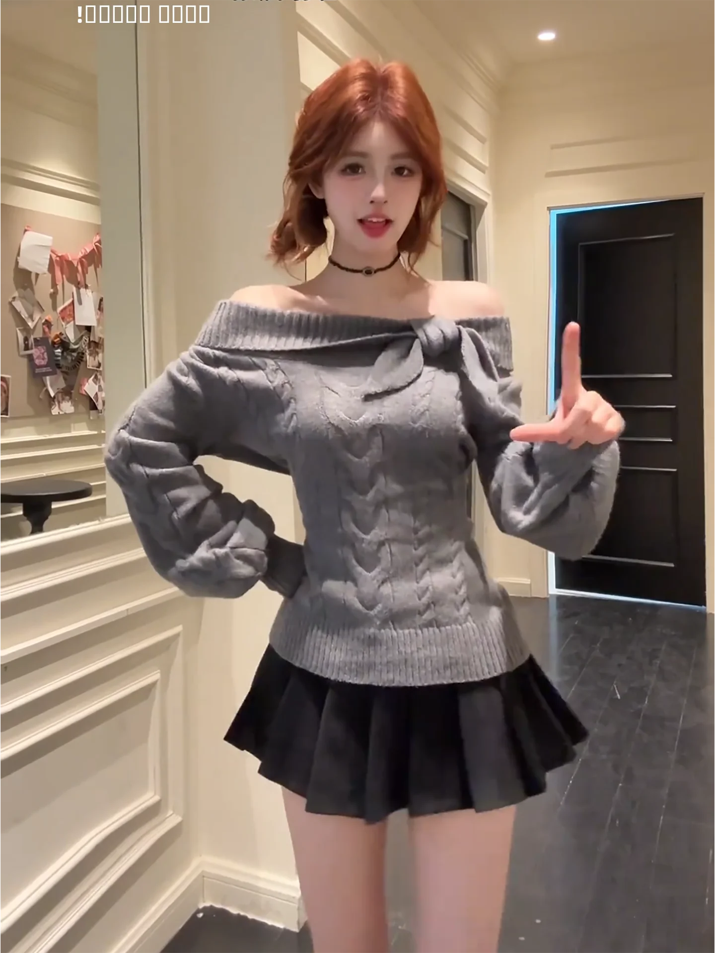 

Ay Вязаный свитер Long Sve с кроличьими ушками, женский том с отложным воротником, осень-зима, модный топ ранней осени