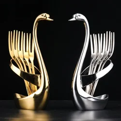 Soporte de vajilla de cisne europeo, Base de cuchara y tenedor de acero inoxidable, soporte elegante para utensilios, decoración del hogar y organización de cocina