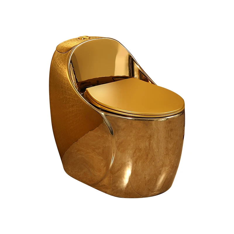 Personalized and creative egg shaped European gold-plated toilet with colored toilet seat