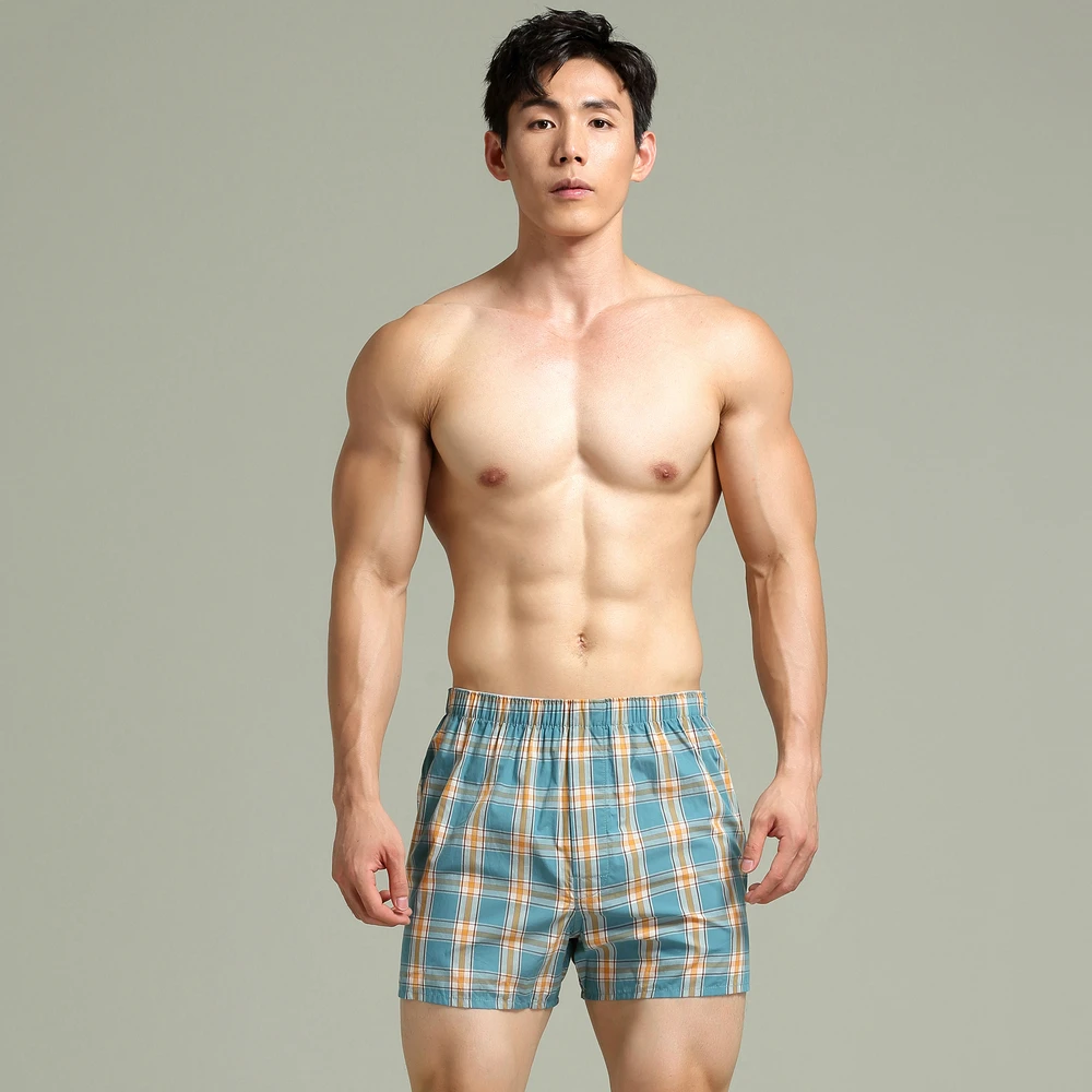 Nova marca seobean algodão curto cortos hombres calções de pijama dos homens agasalho xadrez u saco calções casuais calções de pijama