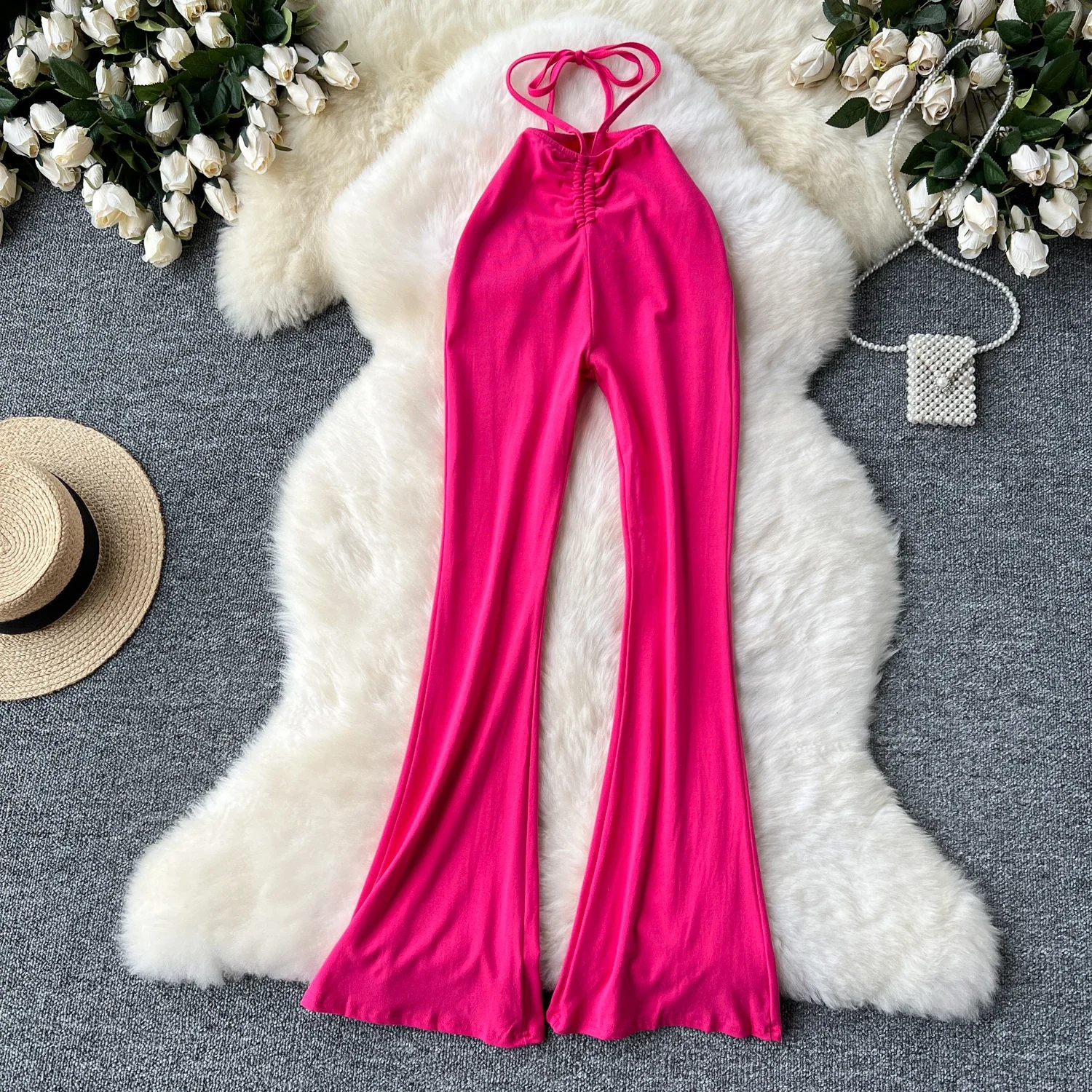 Celana Balutan Pinggang Tinggi Solid Wanita Pakaian Dasar Pakaian Jalanan Musim Panas Antik Kasual Elegan Fashion Korea Kaki Lebar
