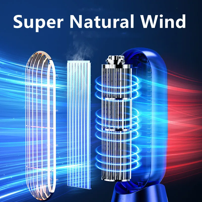 Household Desk Turbo Bladeless Electric Fan USB Rechargeable 4000mAh Battery Silent Mini Portable Air Cooling Fan 3-speed Wind