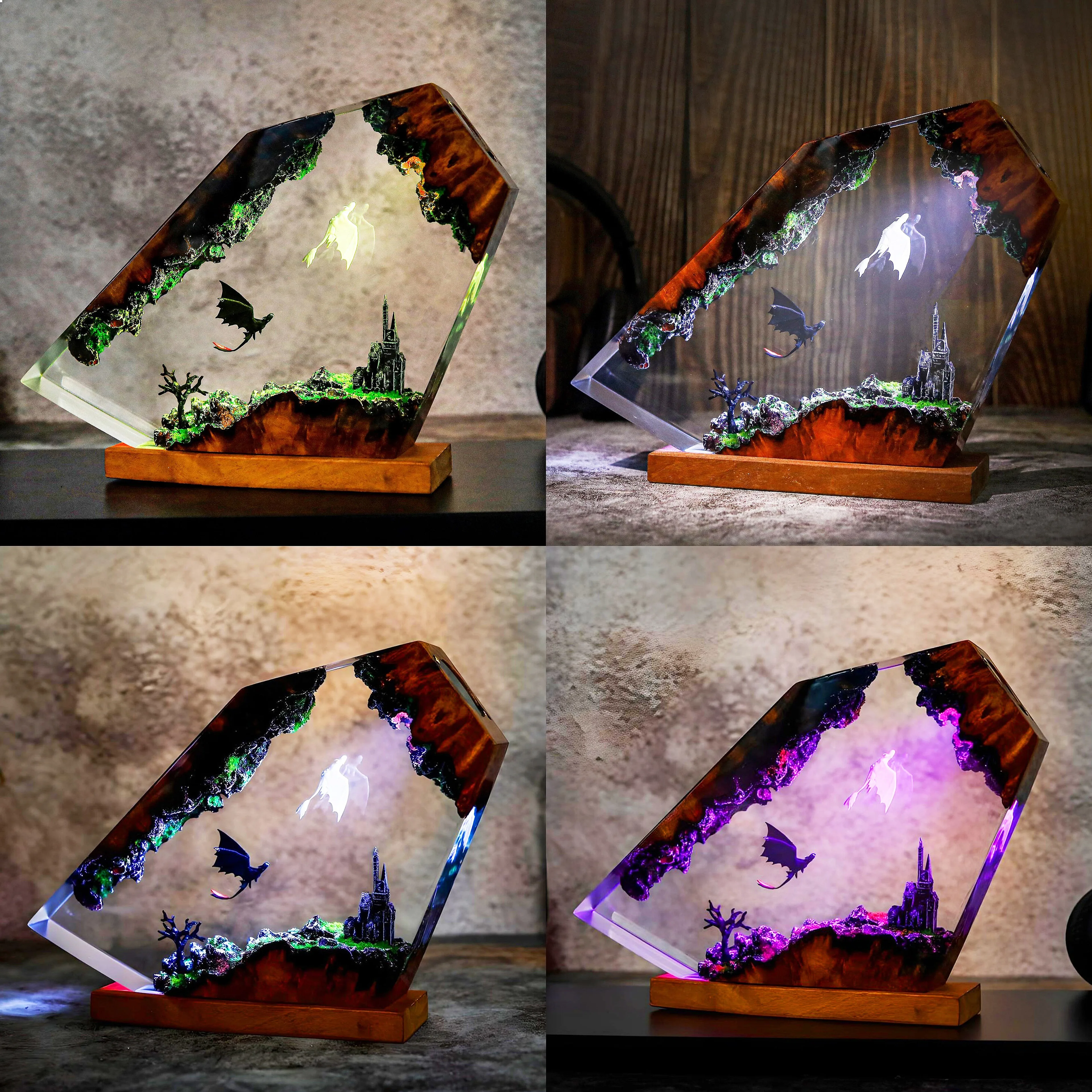 Resin Art Lamp - Creative Resin Night Light Bedside Lamp