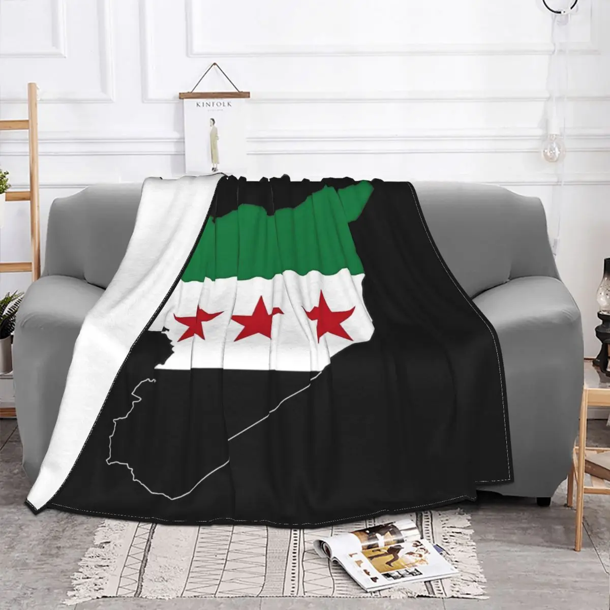 Syria Flag Plush Blankets The Syrian Arab Republic Funny Throw Blanket for Home 200x150cm Plush Thin Quilt