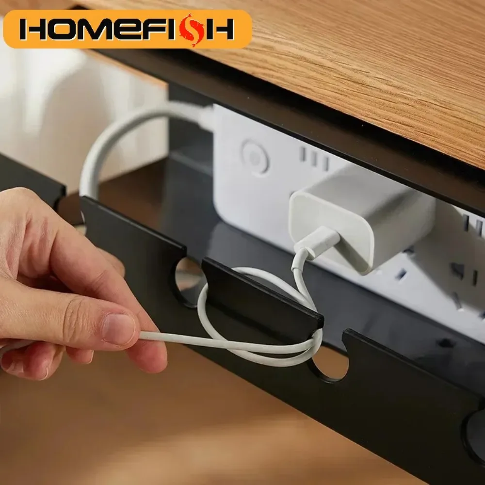 Under-Desk Cable Management Tray With Clips Featuring a Power Socket Cable Organiser No Drilling Required  Sturdy and Durable Sp