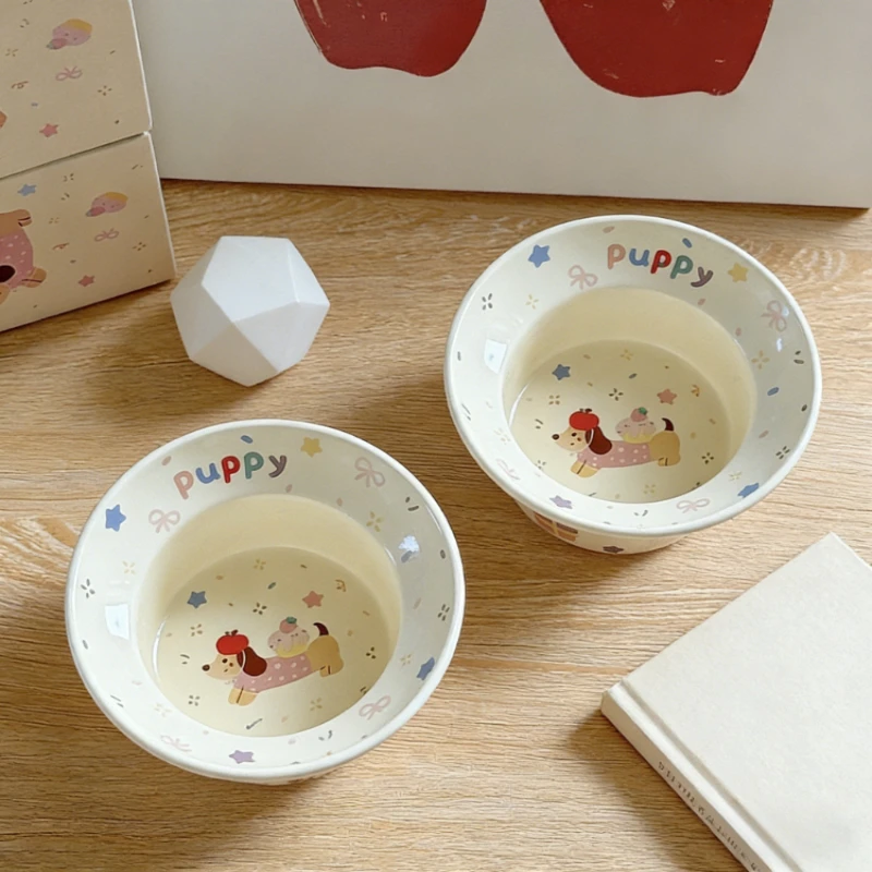 Cute High Value Ceramic Rice Bowl Lovely Style Breakfast Bowl for Yogurt Fruit Dessert Home Kitchen Tableware Cute Dining Vessel