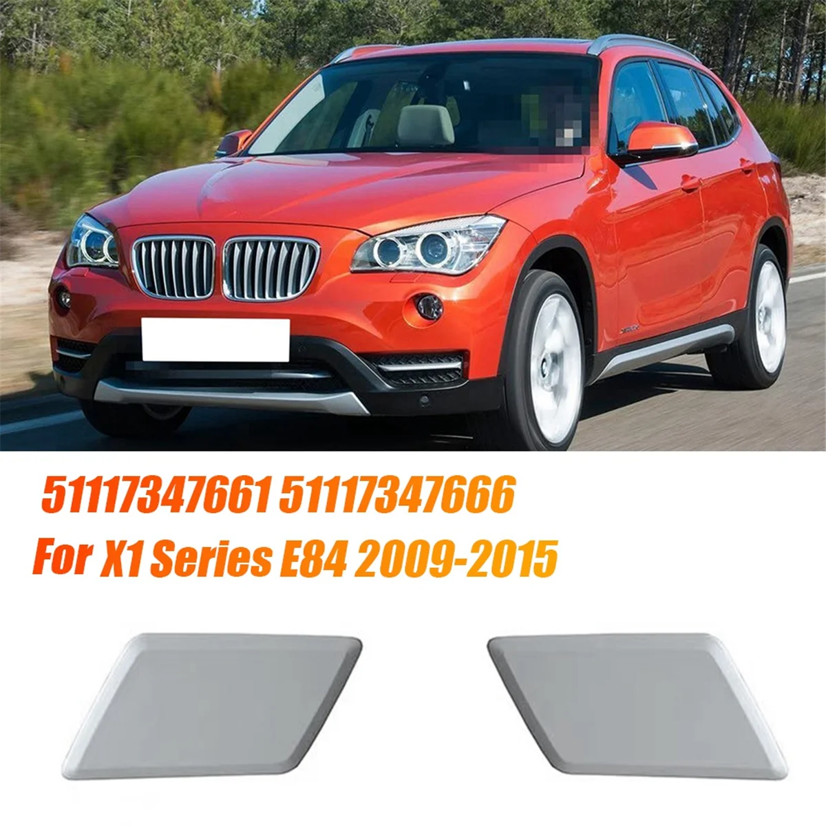 2 ชิ้นรถกันชนด้านหน้าไฟหน้าหัวฉีดเครื่องซักผ้าสําหรับ BMW X1 Series E84 2009-2015 51117347666 51117347661   ฝาสเปรย์