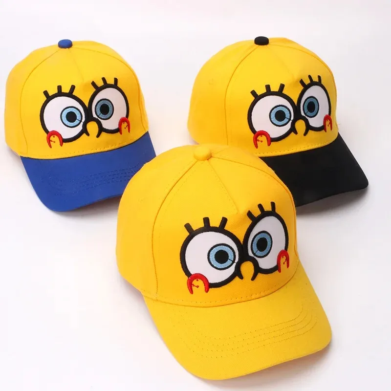 MINISO Anime Cartoon SpongeBob Children Baseball Caps 2-7 Years Cute Boys Girls Outdoor Sport Sunshade Hip Hop Duck Tongue Hats