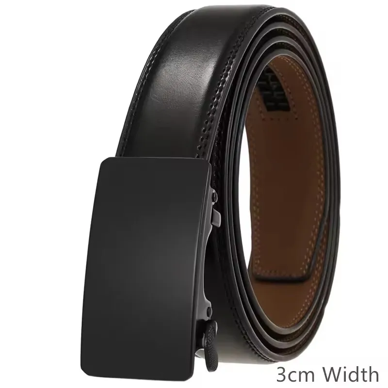 

3.1cm Width Black Brown Automatic Ratchet Buckle Belt Men Fashion Casual Genuine Leather Belts For Men Luxury Brand
