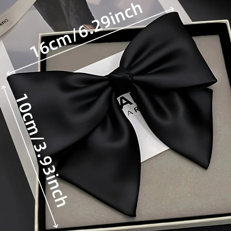 2pcs women's bow hair clip women's back of the head fabric spring clip high-end hair clip black temperament clip headwear hair a image 2