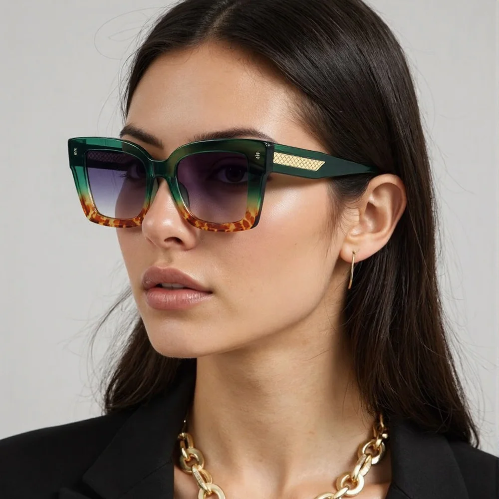 2025, neu in Vintage-Sonnenbrillen für Damen, modische Sonnenbrillen mit quadratischem Rahmen und goldenen Pfeilen für Damen