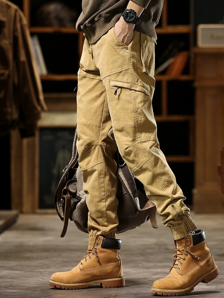 

Ретро-американские рабочие брюки для мужчин, свободные спортивные повседневные хлопковые брюки для активного отдыха, осенне-весенние модные брендовые молодежные штаны