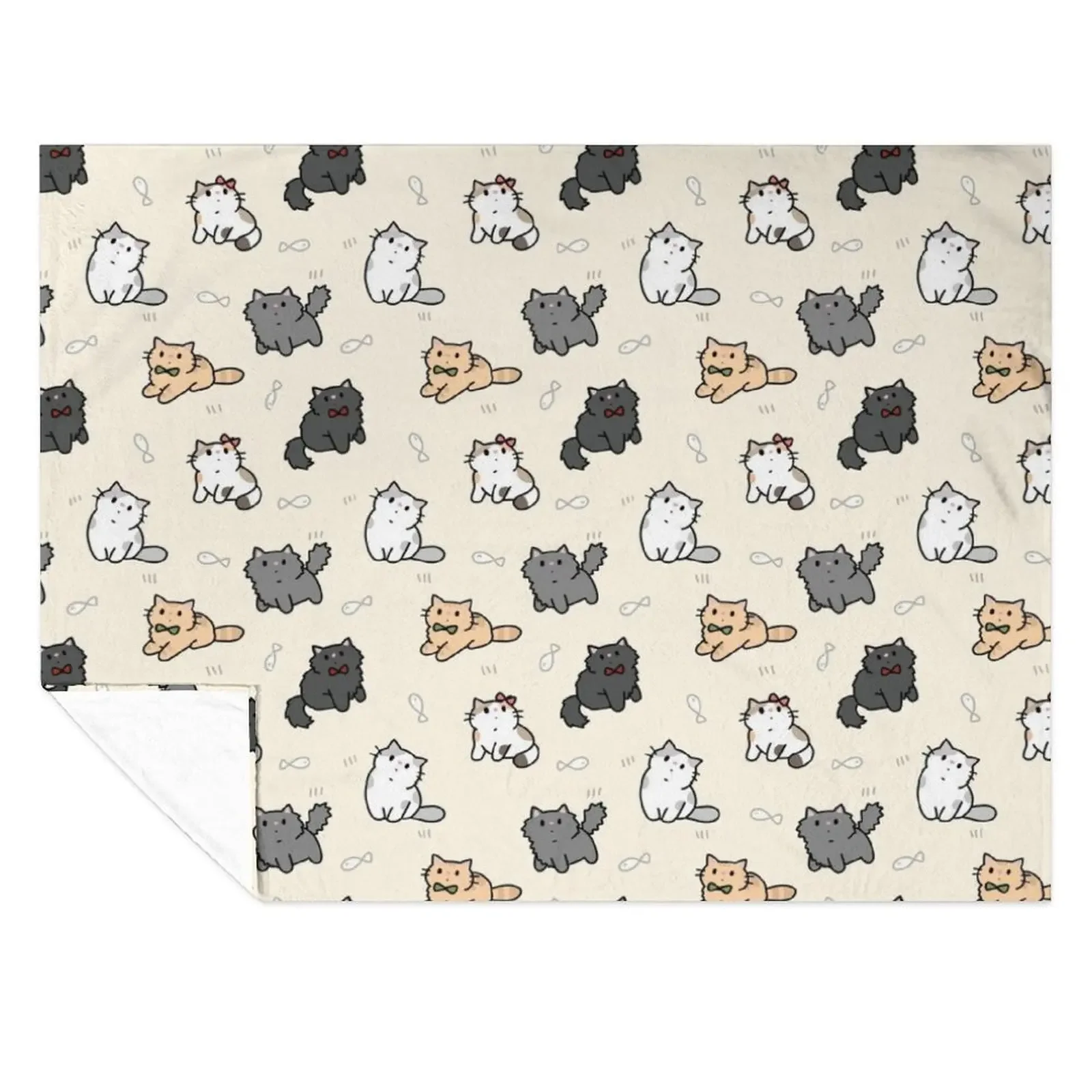 

Fancy kittens and fish pattern Throw Blanket warm winter Baby heavy to sleep Shaggy Blankets