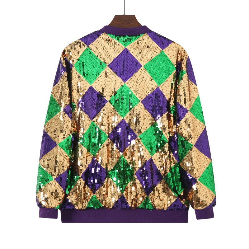 

Women's Spring Sequin Cardigan Shiny Long Sleeve Zipper Party Club Streetwear Jacket For Outerwear Fashionable Female Clothes