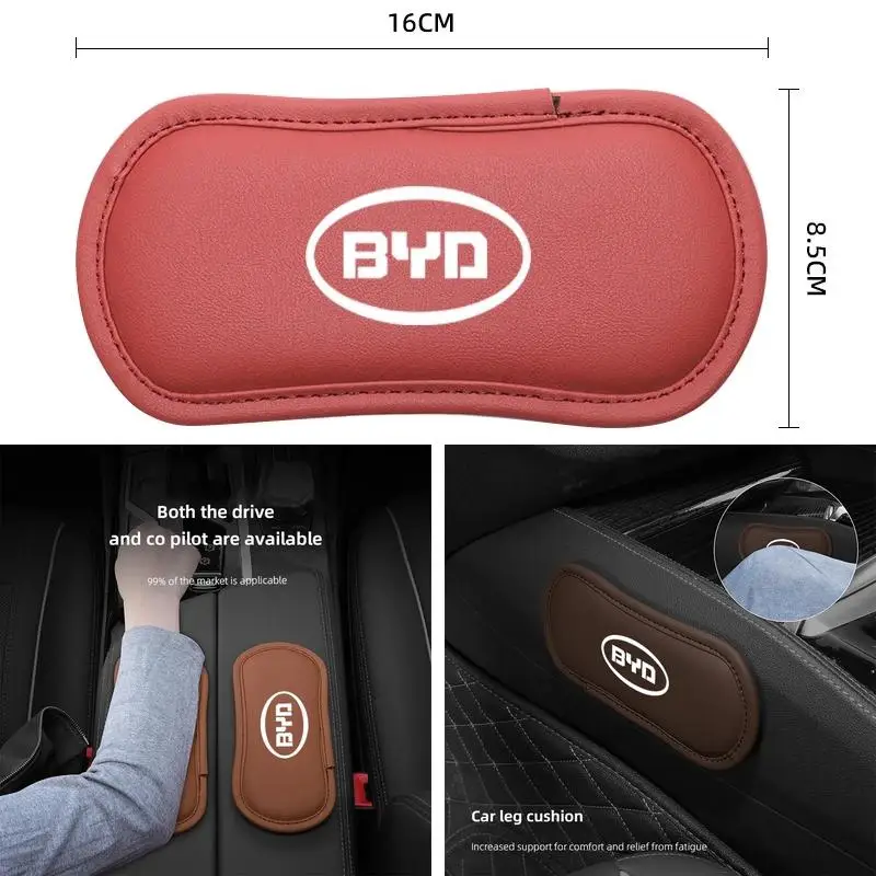 PU Leather Car Leg Support Cushion For BYD Atto 3 Seal Dolphin Han Tang Song Yuan Soft Knee Pad Interior Comfort Accessory