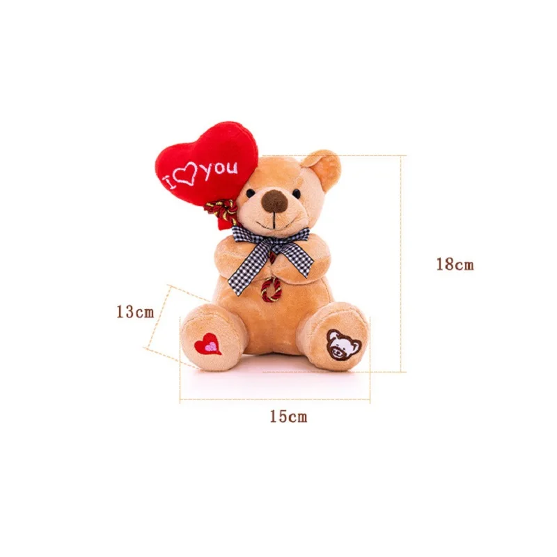 Balloon Bear with Love Hearts Plush Toy Stuffed Animals Doll Gift Ornaments Valentines Day Gifts