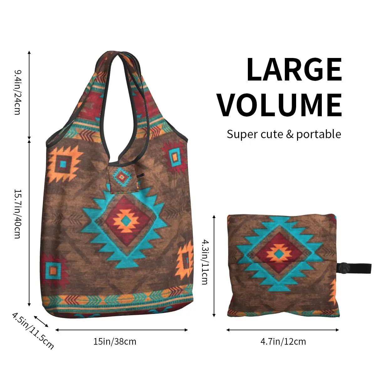 Printing Boho Navajo Turkish Kilim Diamond Pattern Tote Shopping Bags Shopper Shoulder Bohemian Ethnic Geometric Art Handbag