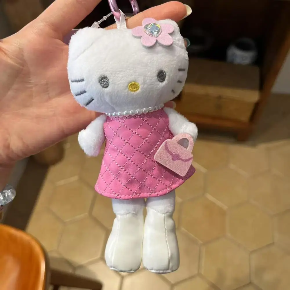 Uroczy Sanrio Hello Kitty z długimi nogami, tęczowe ubranka, pluszowy breloczek, zabawki dla dzieci, pluszaki, zawieszka do torby, prezent urodzinowy