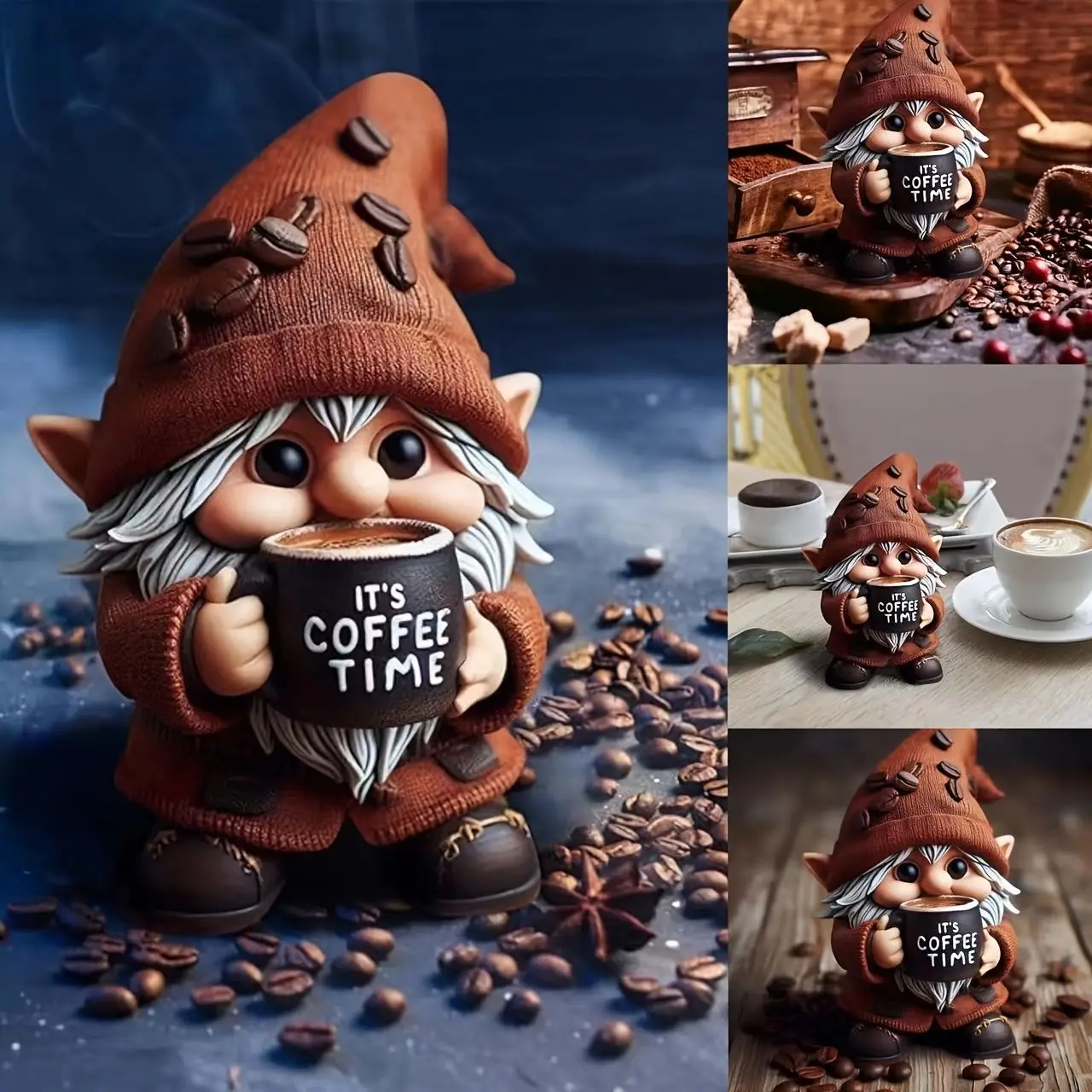 

New Three-Dimensional Coffee Time Gnome Resin Crafts Ornaments Home Decorations Desktop Ornaments Gifts
