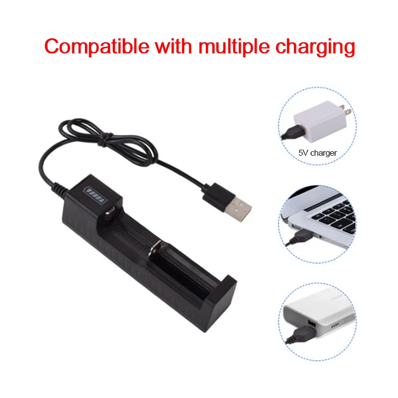 1 Slot USB Lithium Battery Charger 3.7V Rechargeable For 18650 26650 14500 16340 Li-ion Batteries
