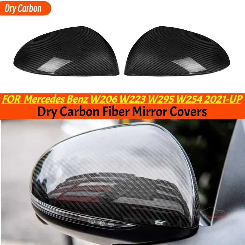 For Mercedes Benz new C S class w206 w223 w295 w254 Car Styling Accessories Dry Carbon Fiber Rear View Mirror Cover Caps 2019+