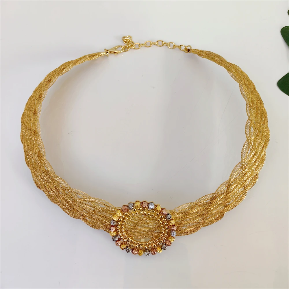 Italy Simple Style Big Bold Necklace Luxury Quality African Bride Jewelry Set For Women Party Gifts
