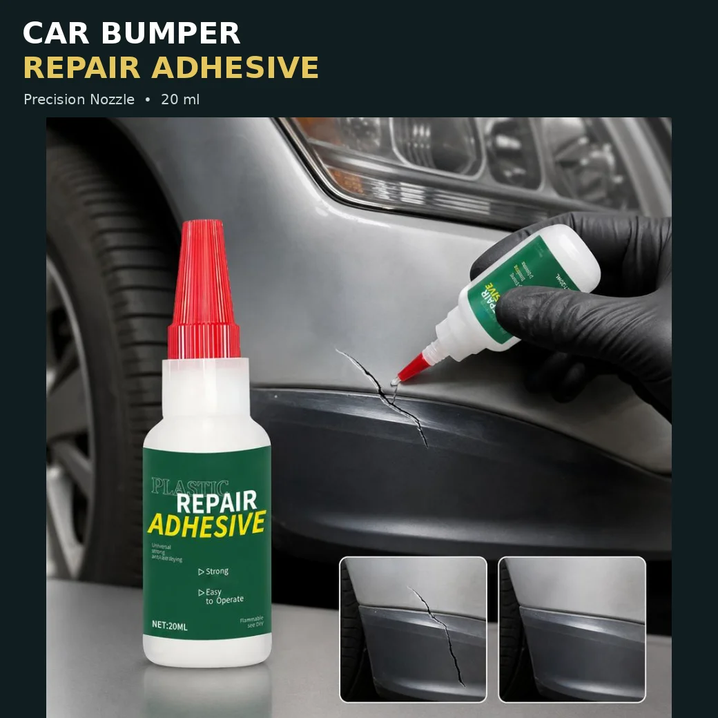 Car Bumper Repair Adhesive for Bumper Trim and Outer Body Panels Fast Curing Glue for Cracked Edges and Small Gaps