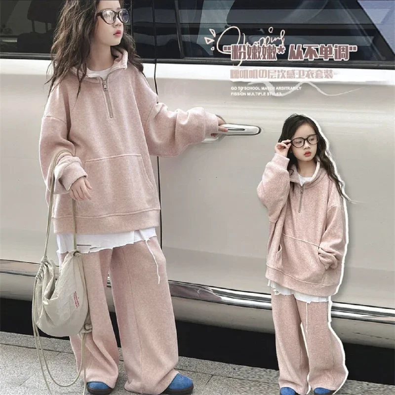 

Girls Sweatshirts +Pants Kids Suits 2PCS/Set Cotton 2025 Solid Spring Autumn Cotton High Quality Christmas Gift Children Clothin