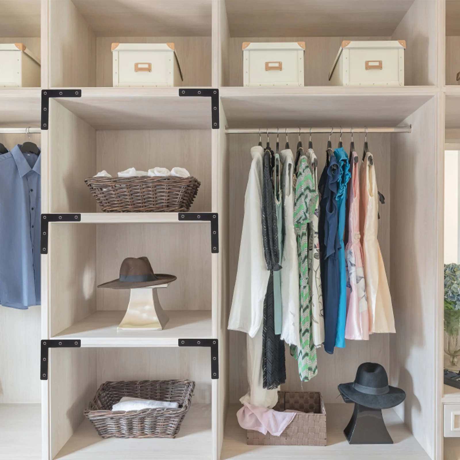 Suporte de prateleira tipo l, 20 peças, ângulo reto, suporte de canto, alta capacidade de carga, fácil de usar, acessório de móveis