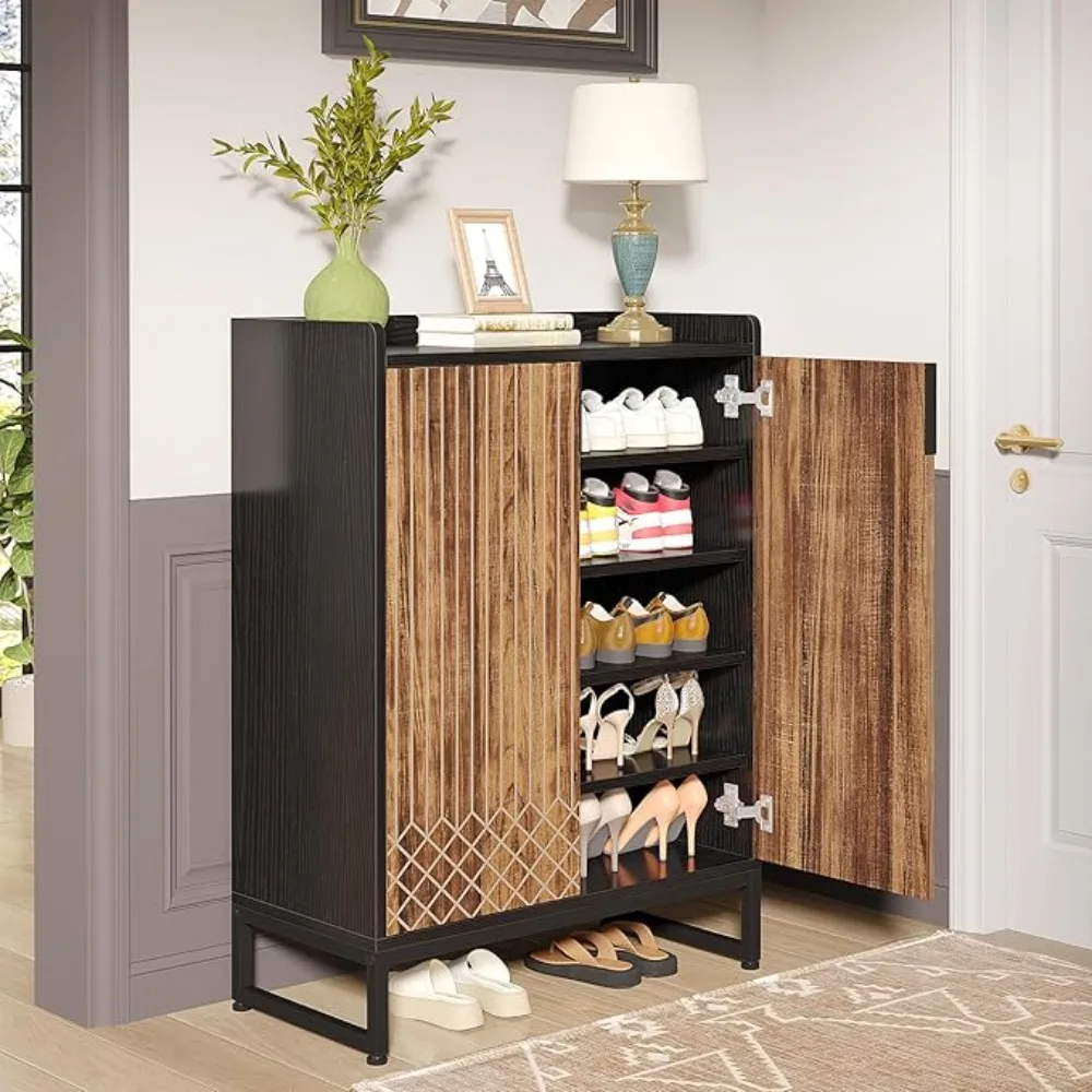 Tribesigns Shoe Cabinet with Doors, 5 Tiers Shoe Storage Cabinet for Entryway, 25 Pairs Wooden Shoe Cabinets