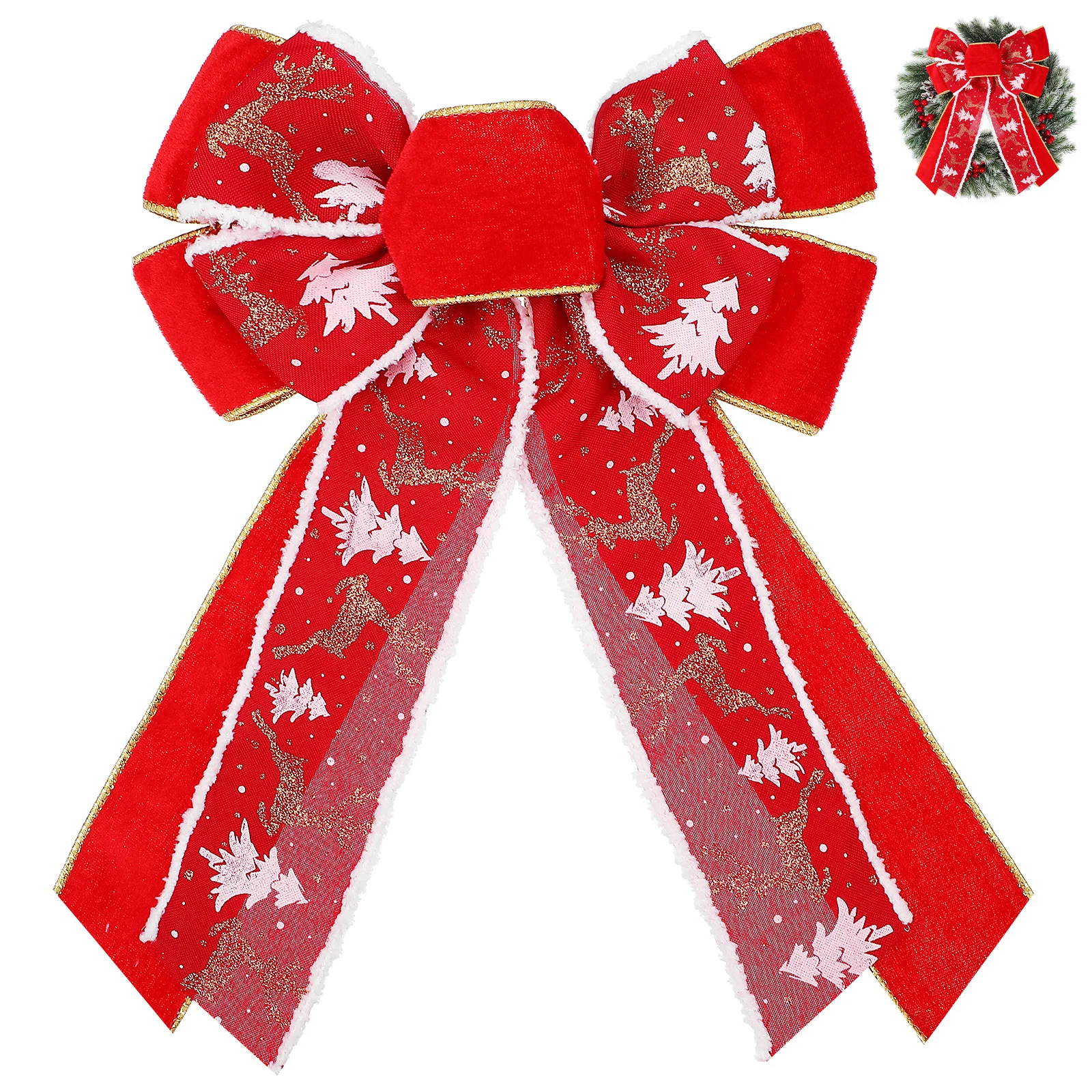 

Large Christmas Tree Bow Red Topper Bow for Tree Decoration Wreath Holiday Party Presents Polyester Material Christmas Bows