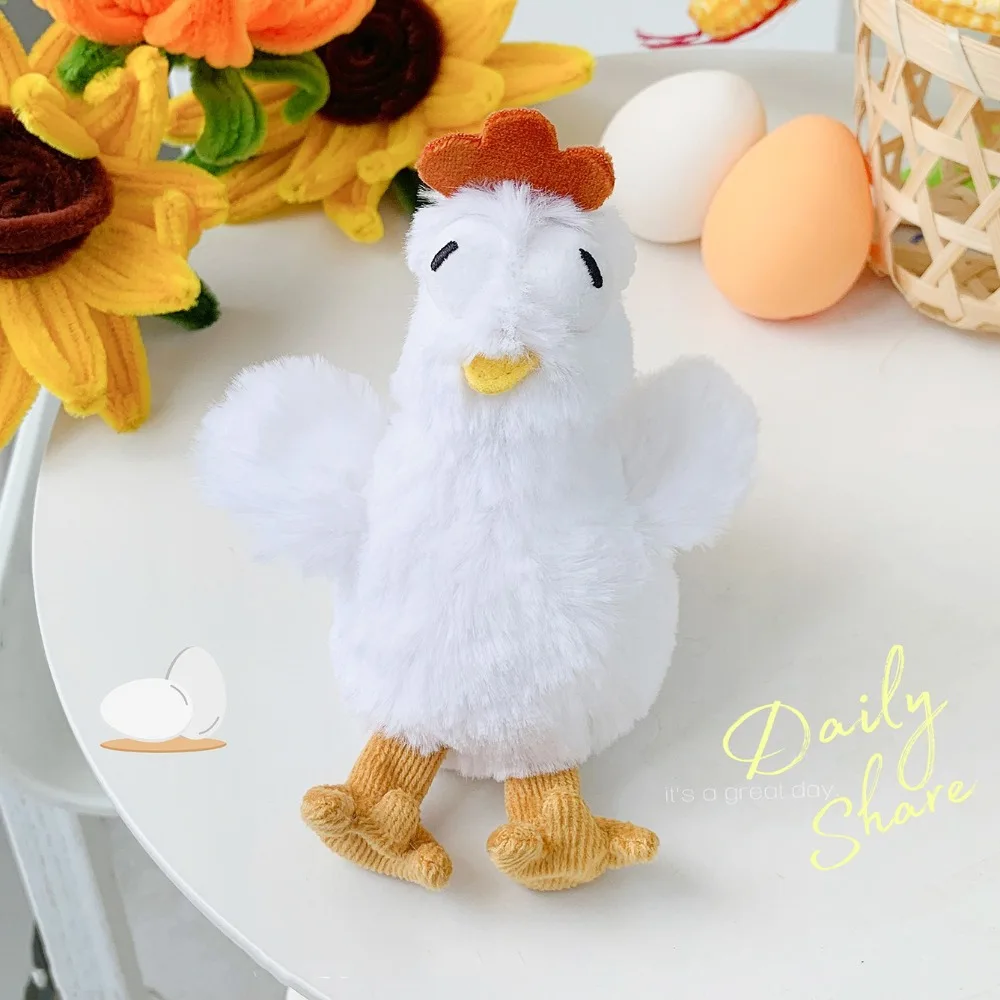 Backpack Pendant Rubber Plush Chicken Keychain Simulation Cartoon Hens Key Ring Doll Soft Egg-laying Animal Key Holder Boys