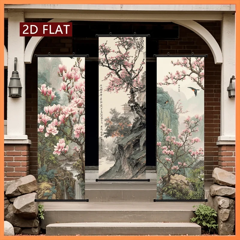 VIKAMA Magnolia Flower Wall Scroll, 3 Designs, Wall Decor for Bedroom Living Room Dorm