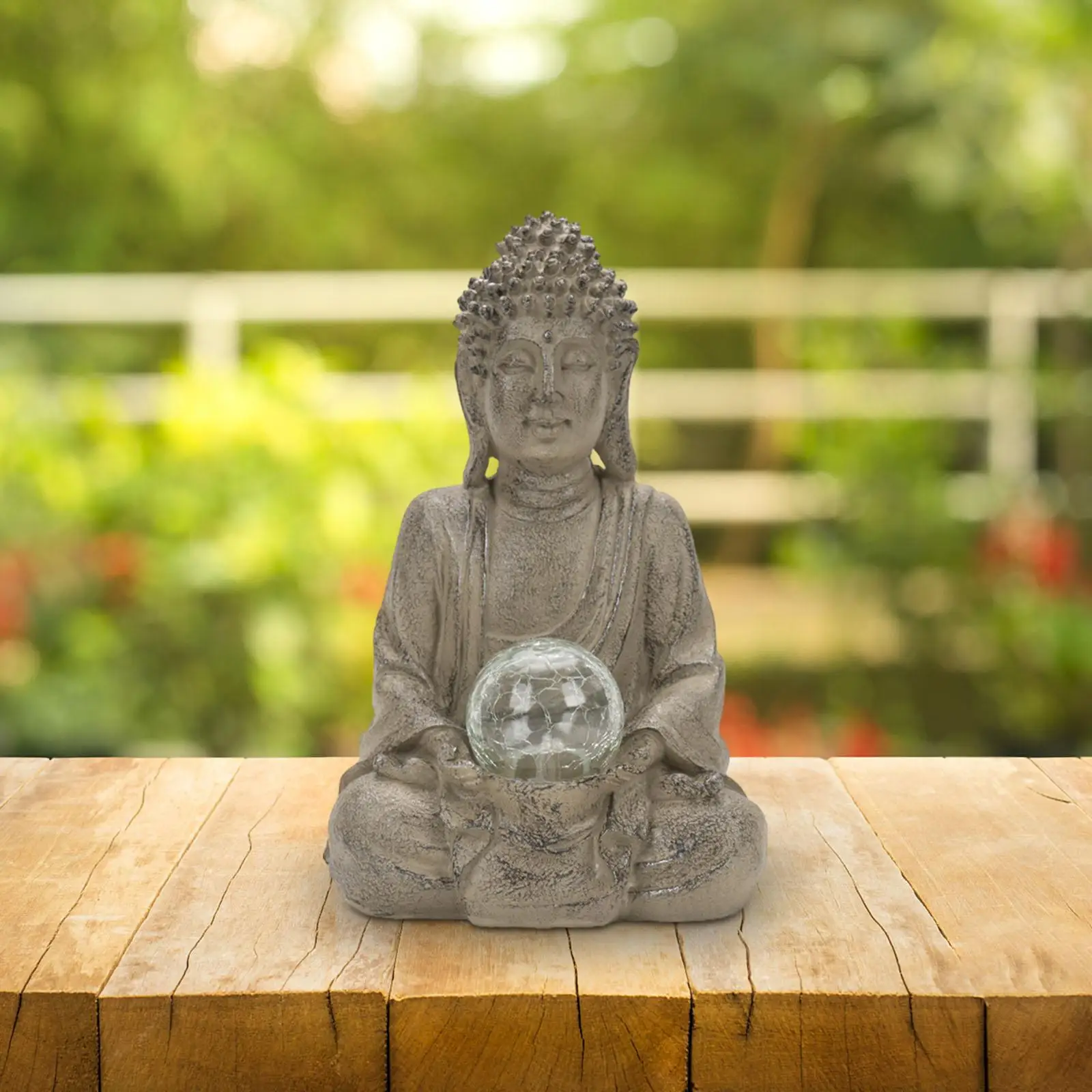 

Buddha Statue with Light Buddhism Resin Collectible Figurine Meditation Decor for Tabletop Indoor Yoga Room Living Room Bedroom